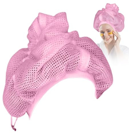 Netz-Plopp-Kappe zum Trocknen von lockigem Haar, verstellbare Haarhaube mit Kordelzug, Haarkappe für Damen, schnell trocknender Haarhut zum Trocknen von lockigem Haar