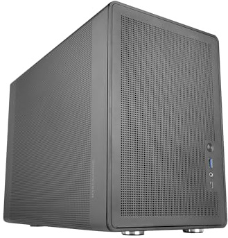 MARS GAMING MC-XPRO, Ultrakompakt Chassi MicroATX, Meshpaneler, Bakre Fläkt 120mm, Mesh 360° Kylningsteknik, Dubbelt PSU-stöd för ATX och SFX, Mini-Tower PC USB-C, Svart