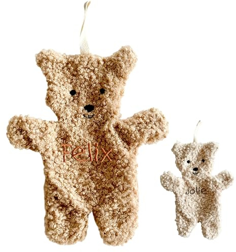 Manufaktur Liebevoll Schmusetuch Teddy Schmusetier Kuscheltuch Teddy Babygeschenk Geburt personalisiert Schnuffeltuch Baby Name Baby Spielzeug (Brauner Teddy)