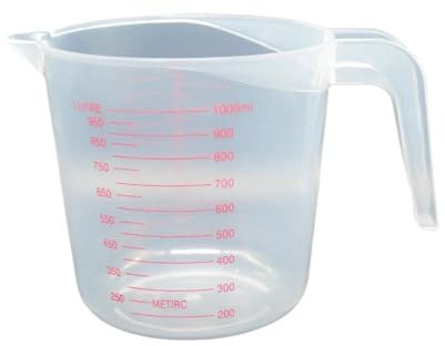 Taza medidora, 3 piezas, 250-1500 ml, de plástico transparente, graduada, for uso doméstico en cocina, juego de herramientas de medición con asa (5 piezas)(1000ml)