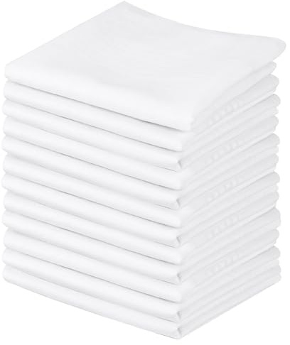 Pañuelos Hombres Bolsillos,12 Piezas Blanco Pañuelo de Bolsillo Cuadrado Suaves de Algodón de Tela Regalo para Hombres para Negocios y Ocio, 40 x 40 cm