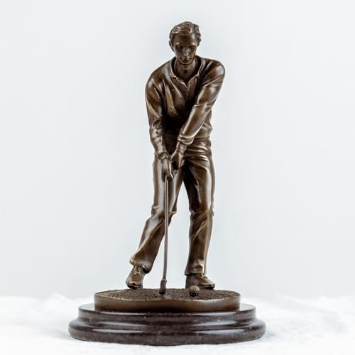 MILY-ART Statua di golfista in bronzo, 23 cm, statua professionale di mazze da golf oscillanti con base in marmo, statuetta sportiva classica per ufficio, studio o soggiorno