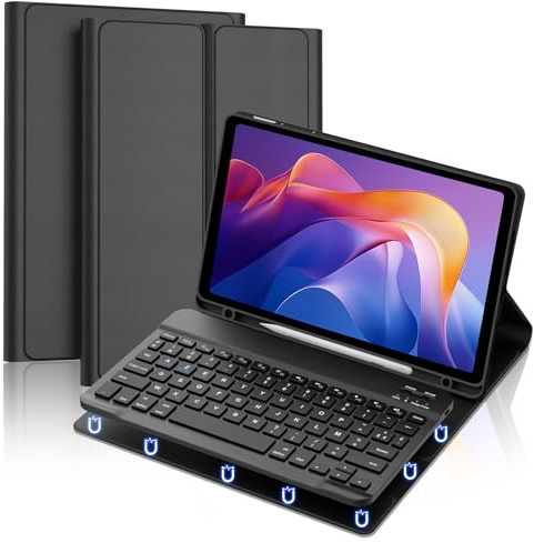FOGARI Étui Clavier pour XIAOMI Tablet Redmi Pad 2 11 2025 /Xiaomi Redmi PadSE WiFi 11 2023 - AZERTY Français Bluetooth Magnétique Détachable, Noir