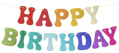 Happy Birthday Girlande, Glitzer Happy Birthday Banner, Geburtstag Girlande, Kinder Geburtstag Deko für Jungen Mädchen Party Dekoration