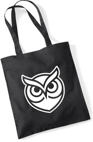 Huuraa Jutebeutel Eule Silhouette 10 Liter Black Baumwolle Tasche Geschenkidee
