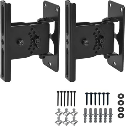 DAGCUXIN Speaker Wall Mount, Swivel & Tilt, Hold up to 30lbs, 2 Packs | Universal Fit for Small Sound Columns, Secure Hold, Easy Installation, Home & Studio Use, DX-626, Black