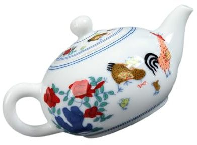 TOVINANNA Teiera da 230ml Resistente a Caldo e Freddo in Ceramica Bianca Stile Retrò Decorata a Mano per Tea Party e Uso Domestico