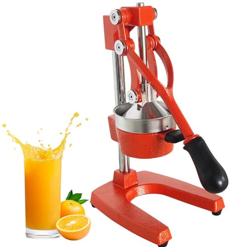 Exprimidor de cítricos de hierro fundido, exprimidor profesional de jugo de naranja con construcción de acero inoxidable y base antideslizante, resistente y fácil de limpiar