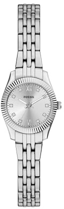 Fossil Damenuhr Scarlette Quarz Edelstahl Dreizeiger Uhr für Frauen, Silber, 20MM, Scarlette