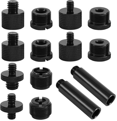 Buxuaaaa 14-delad mikrofonstativadapter set med flera trådstorlekar för professionell ljudutrustning och fotograferingsutrustning mikrofonstativ processor