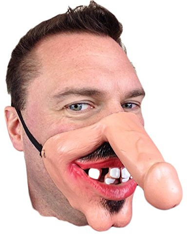 Rubber Johnnies TM Drôle Demi Visage Dick NEZ Willy Masque Visage, Gris, Gingembre, Vieil Homme, Pendu Costume Enterrement Vie Garçon Accessoires Déguisement - Nez pénis