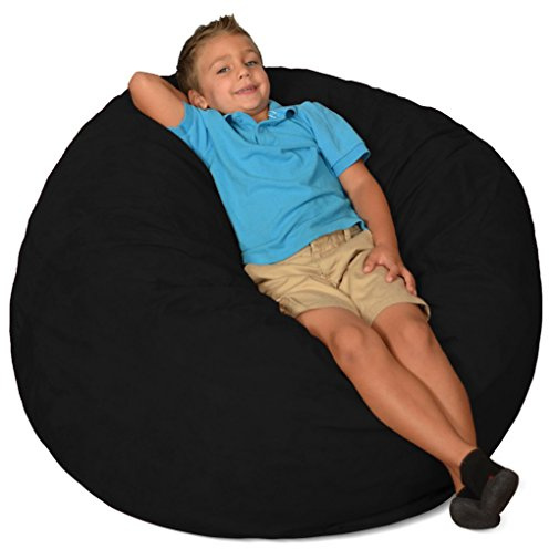 Comfy Sacks 3 ft Memory Foam Bean Bag Chair, Black Micro Suede
