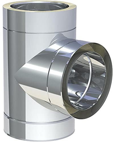 Edelstahl Schornstein Doppelwandig - T-Anschluss 90° - (Ø 180 mm)