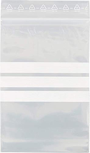 HeiGroup - HeiZip 100 x Druckverschlussbeutel mit Beschriftungsstreifen 100 x 150 mm, 90 mµ/MY (extra stark), Transparent, Wiederverschliessbar, Lebensmittelecht