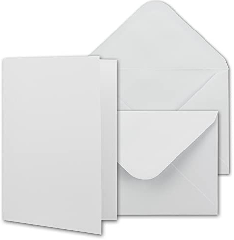 Doppelkarten DIN A6 inklusive Briefumschläge DIN C6-100er-Set - Blanko Einladungskarten/Faltkarten in Weiß zum Selbstgestalten