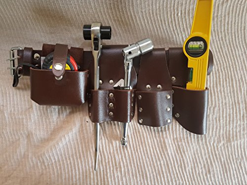 Scaffolding Leather BBI Tool Work Belt with Tool Set Spanner Ratchet Level TapePouch/Pockets/Frog (Belt 1921 Ratchet 716 Spanner Level Tape)
