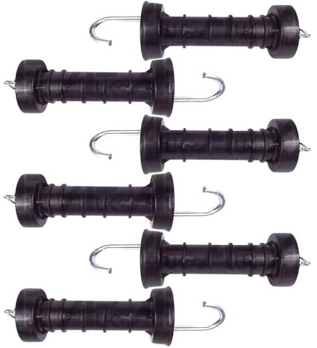 6x Heavy Duty Electric Fence Arch Hook Gate Handle & Spring Inside Insulator