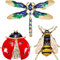 3 Pièces Strass Cristal Broche, Broche Insecte Mouche Abeille Mignonne, Broches Libellule, Broche Coccinelle pour Décoration de Mode et Cadeau aux Amis
