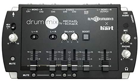 Maker hart Drum Mixer-Kompakt 5 Kanäle / 3,5 mm / 6,3 mm Klinke USB Audio Out/eingebautes Mikrofon für Drummer's Live/Broadcast/Webcast/Streaming