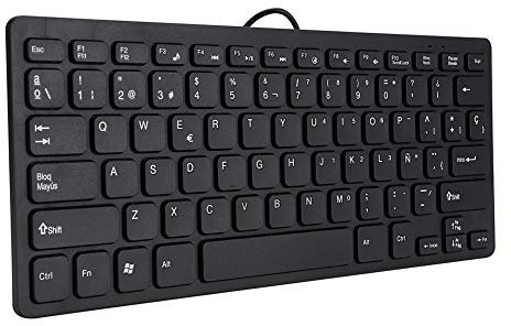 Hopcd Mini Teclado con Cable de 78 Teclas, Teclado español Compacto Ultra Fino, Teclado de Escritorio silencioso Plug and Play para Ordenador portátil Windows