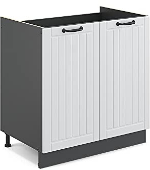 Vicco Armario bajo para Fregadero Fame-Line, Blanco casa de Campo, 80 cm sin encimera, para Combinar con Otros módulos de la Serie Fame-Line