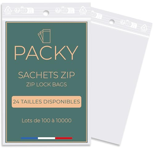 PACKY - Zip Beutel - Plastikbeutel Verschließbar - 24 Verfügbare Größen - 100 bis 10000 Stück - Zip Bag - Druckverschlussbeutel - Klein oder Groß - 5x7 cm 100 Stück