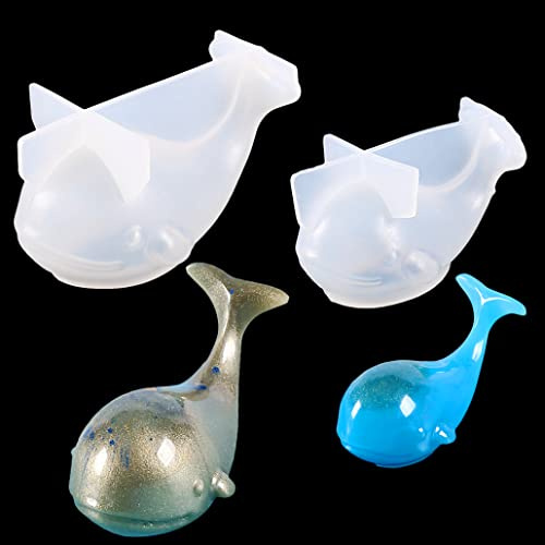 TikooTik 2 Piezas Ballena Moldes de Silicona Animal Moldes de Resina Cera Moldes de Yeso Artesanales Moldes Resina Epoxi Jabón de Vela Hechos a Mano para DIY Craft Ornamento (Molde Ballena)