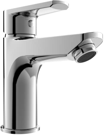 EMKE Waschtischarmatur Chrom, Badarmatur Wasserhahn Bad mit Auslaufhöhe 76 mm, Mischbatterie wassersparend mit 500 mm 3/8 Zoll Kalt und Warm Wasserzulaufrohr