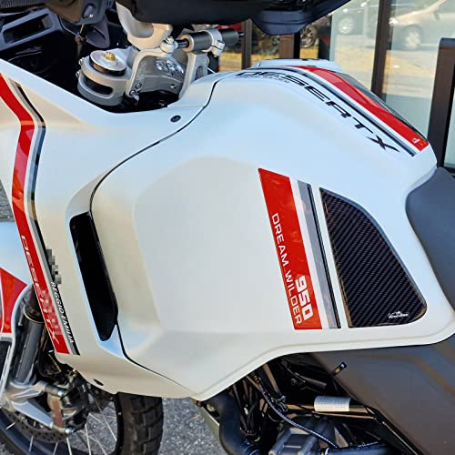 Resin Bike Motorcycle 3D Stickers Compatible with Ducati DesertX 2022-2026. Tank Side Protectors from Bumps and Scratches. Pair of Resin Stickers Resin - Gadget Moto