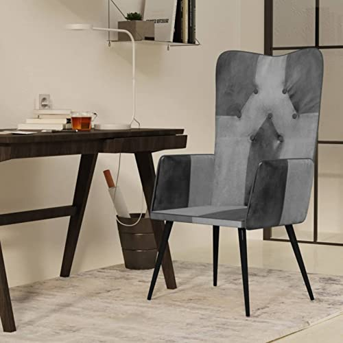 Chusui Ohrensessel, Sessel Wohnzimmer, Lesesessel, Stillsessel, Ohrensessel, TV Relaxsessel, Grau Echtleder