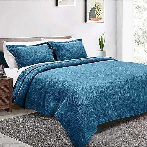 Threadmill Bettwäsche-Set für Doppelbetten – Baumwoll-Bambus-Bettwäsche, weich, leicht, Sommer-Steppdecke, Tagesdecke, 2-teiliges Set, modernes Kreis-Design, Decke für alle Jahreszeiten, 1 Steppdecke,