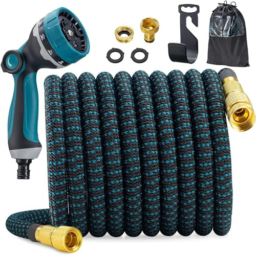 JUNEBOW® Gartenschlauch 30m Flexibel Wasserschlauch mit 10-Funktionen-Düse