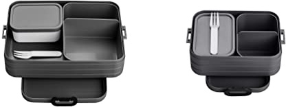 Mepal Lunchbox Duo Pack - Midi + Large - Erwachsene Brotdose mit Bento Box - für kleine Snacks & Reste - Essenbox mit Fächern - Nordic Black