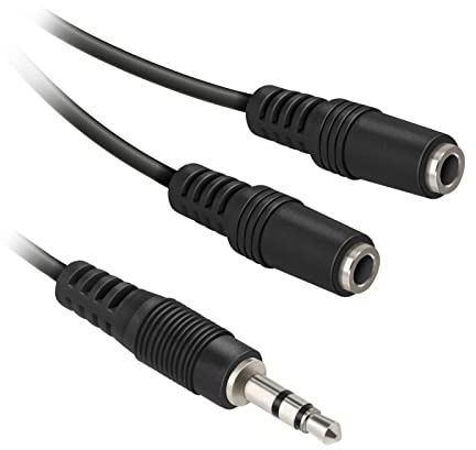 ekon splitter sdoppiatore AUX, 2 porte jack 3.5mm, cavo 20 cm, per cuffie, auricolari a filo, microfono, PC, laptop, casse speaker, autoradio