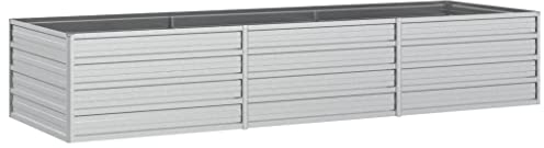 vidaXL Garden Raised Bed - Galvanized Steel Planter 240x80x45 cm for Outdoor Garden, Patio Space, Weather- Metal Flower Box, Silver Rectangular Pot