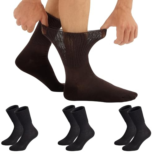 CALZITALY, PACK 3/6 PAIA Calze Senza Bordo Elastico, Calze Sanitarie Unisex, Calzini per Diabetici in Cotone | Nero, Bianco, Naturale | Made in Italy (3 Paia - Nero, 39-42)