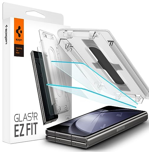 Spigen EZ Fit Schutzfolie [2P] für Samsung Galaxy Z Fold 5 | Displayschutz für das äußere Display, Gehärtetes Glas, inkl. Installationskit, Kristallklar, Kratzfest, Hüllenfreundlich, 9H