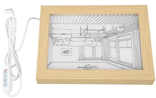 Fockety LED-beleuchteter Gemälde-Licht-Fotorahmen, Modernes Lichtgemälde Im Japanischen Anime-Stil, Dekorativ, Innovativer USB-Steckertyp für die Wand (L)