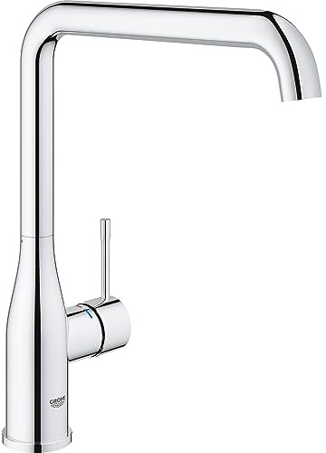 Grohe Robinet de cuisine Accent - Robinet pivotant pour lavabo de cuisine avec cartouche en céramique et raccords de tuyau flexibles - Chromé
