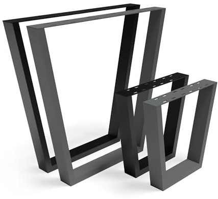 NOGGI: 2 Tischkufen Metall (77/50x72cm-schwarz-Esstisch) I Tischbeine V-Form I Möbelfüße für Dein DIY Schreib-, Couch-, Wohnzimmer- oder Bartisch Projekt I Moderne Scandic Legs aus Vierkantprofilen