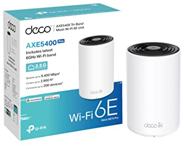 TP-Link Deco XE75 Pro AXE5400 Whole Home Tri-Band Mesh Wi-Fi 6E System, 1× 2.5 Gbps Port + 2× Gigabit Ports, AI-Driven Mesh 8K Pack of 1 (Renewed)