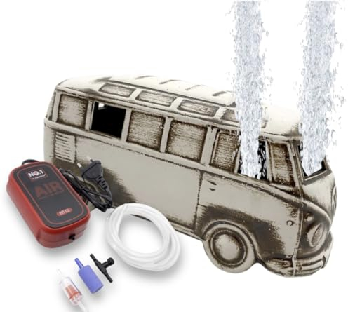 ZooPaul Sprudel Set Keramik Deko und Pumpe + Zubehör Dekoration Aquarium Bus Camper Samba Auto groß