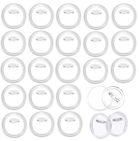 25 Stück DIY Acryl Button Pin Badge Clear Craft Button mit Pin Runde Bild Foto Buttons Blank Pin Buttons für DIY Handwerk und Handwerk Aktivitäten, Schulprojekte, DIY Abzeichen (3,8 cm)