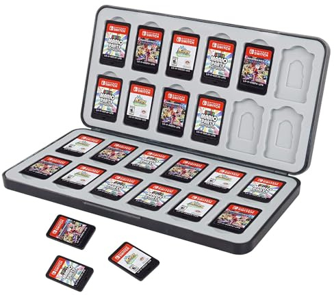 DMJJSD Switch OLED & Lite Game Card Case - 24 Slot Holder with SD Card Storage