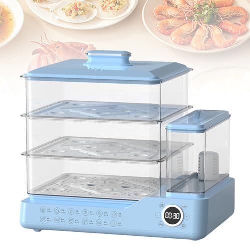 Vaporiera Elettrica Multifunzione da 24 Litri, Vaporiera Elettrica con Serbatoio dell'Acqua Indipendente, Appuntamento 12 Ore, 12 Modalità di Cottura, Display Touch Screen, Design Compatto Facile