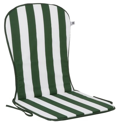 PATIO Stuhlauflage Niedriglehner 89 x 44 cm Gam Monoblock Auflage Stuhlkissen Streifen grün weiß Wendekissen mit Schnüren