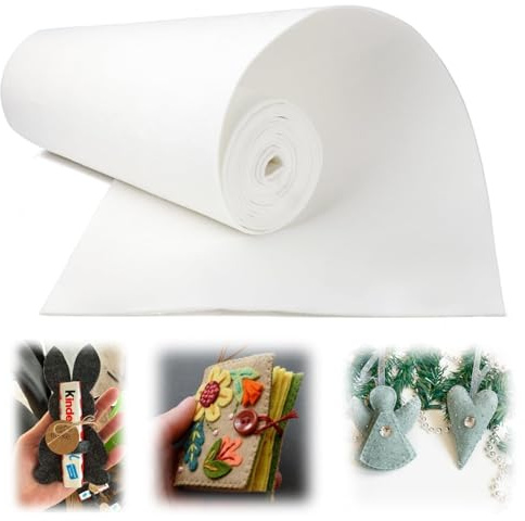 Mbsomnus Filz Meterware 30 cm×300 cm×3 mm Filzmatte Weiß | Filzstoff Meterware, Filzrolle, Polyester, Filzmatten zum Zuschneiden, DIY, Bastelfilz, Filzunterlage, Patchwork Nähen