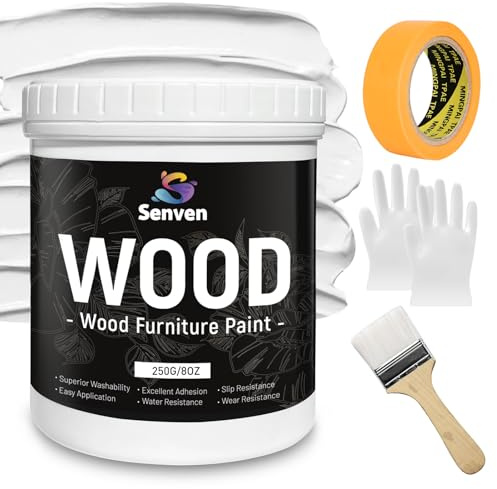 Matte Finish Furniture White Paints 8 Oz Wood Paint for Cabinets, Doors, Tables, and Dressers Acrylic Paint, White Enamel Refinishing Low Odor, Non-Toxic