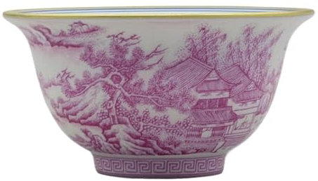 OTENG Porzellan im Hofstil Pastell-Porzellanschale, Porzellan-Reisschale im chinesischen antiken Palaststil, 9,5 cm 3,7 Zoll Achat-Rot-Bergwasserdruck-Handbecher-Porzellankollektion