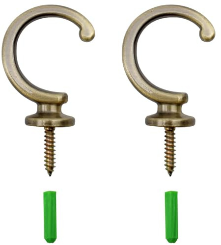Tie Back Hooks for Curtains, Brass Curtain Tieback Hooks for Tie Backs, with Expansion Tube, for Window Shower Curtain, Cabinets.